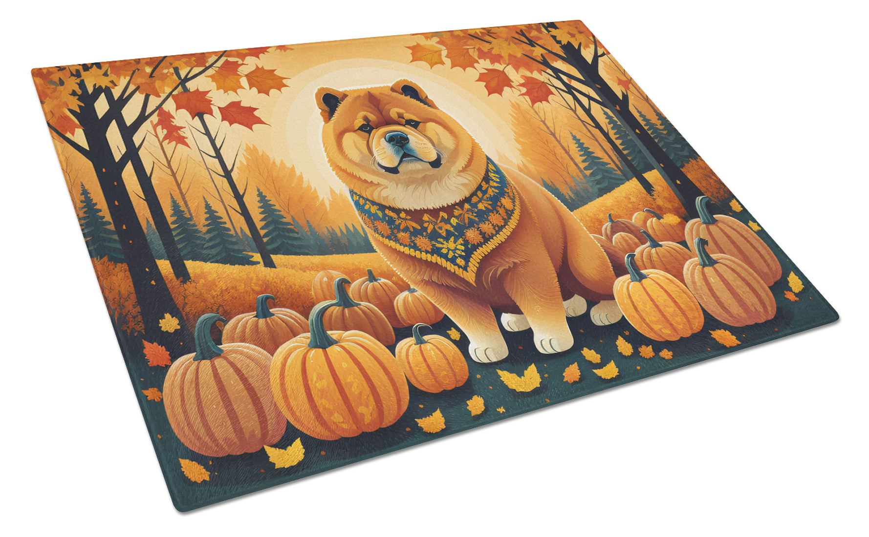 Buy this Chow Chow Fall Glass Cutting Board Large