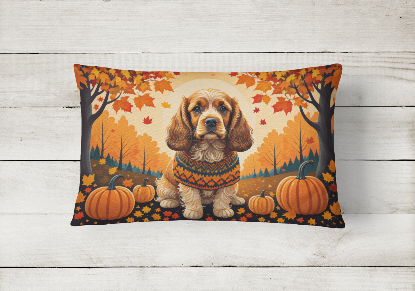 Buy this Cocker Spaniel Fall Fabric Decorative Pillow
