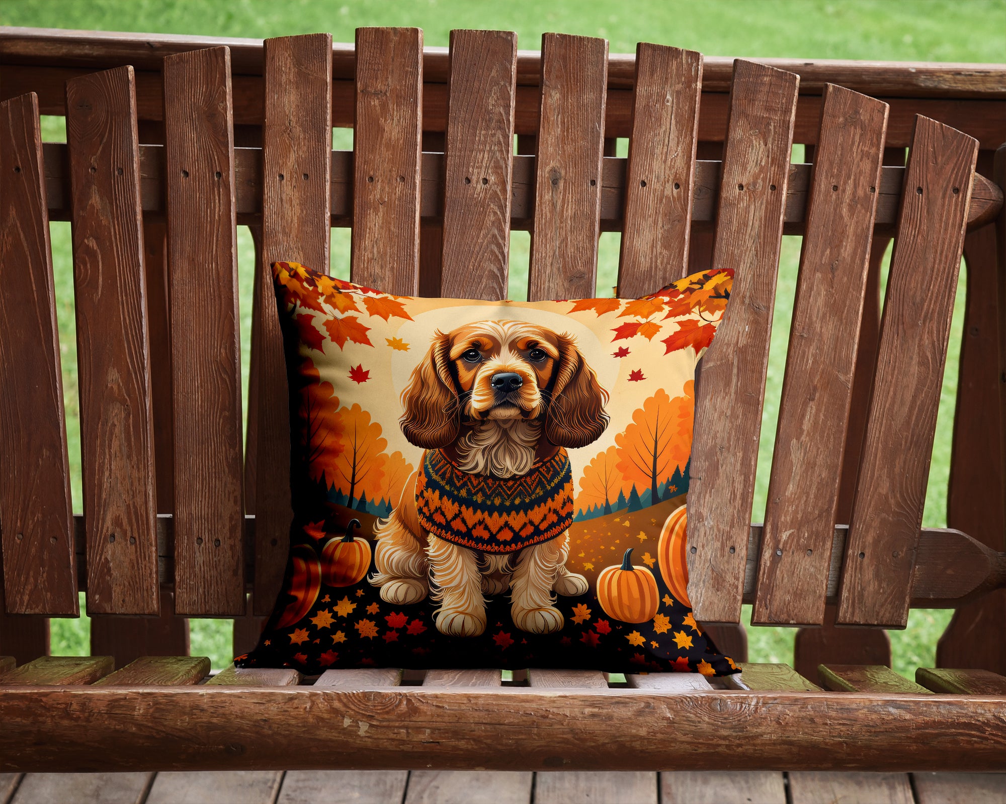 Buy this Cocker Spaniel Fall Fabric Decorative Pillow
