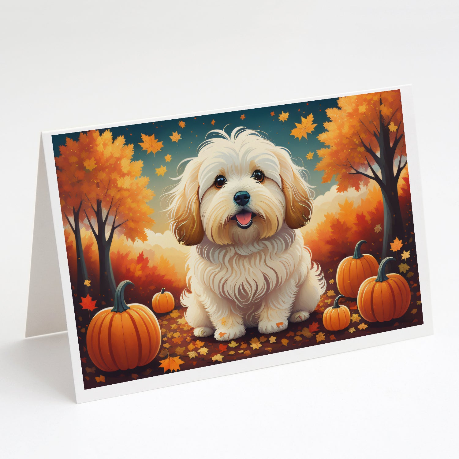 Buy this Coton De Tulear Fall Greeting Cards and Envelopes Pack of 8