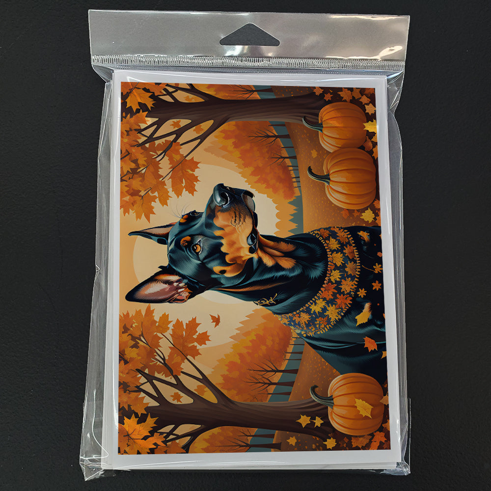 Doberman Pinscher Fall Greeting Cards and Envelopes Pack of 8