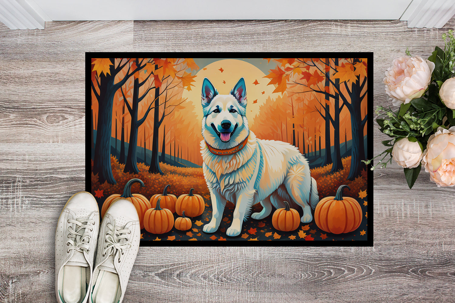 Buy this White German Shepherd Fall Doormat 18x27