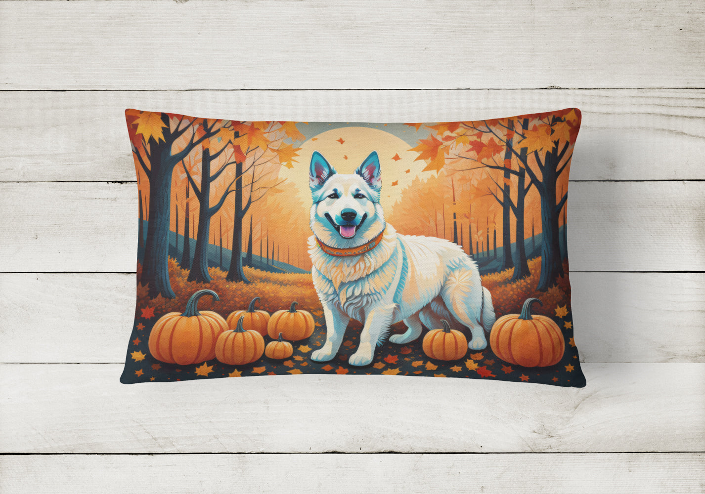 Buy this White German Shepherd Fall Fabric Decorative Pillow