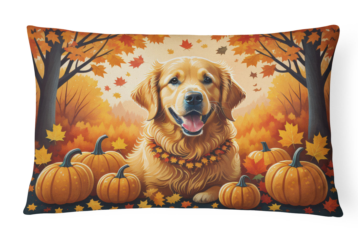 Buy this Golden Retriever Fall Fabric Decorative Pillow