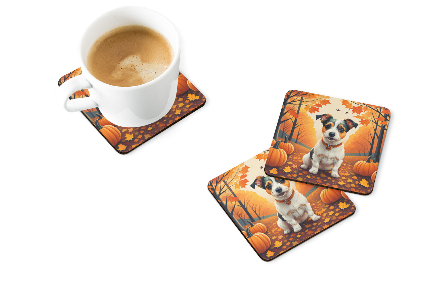 Buy this Jack Russell Terrier Fall Foam Coaster Set of 4