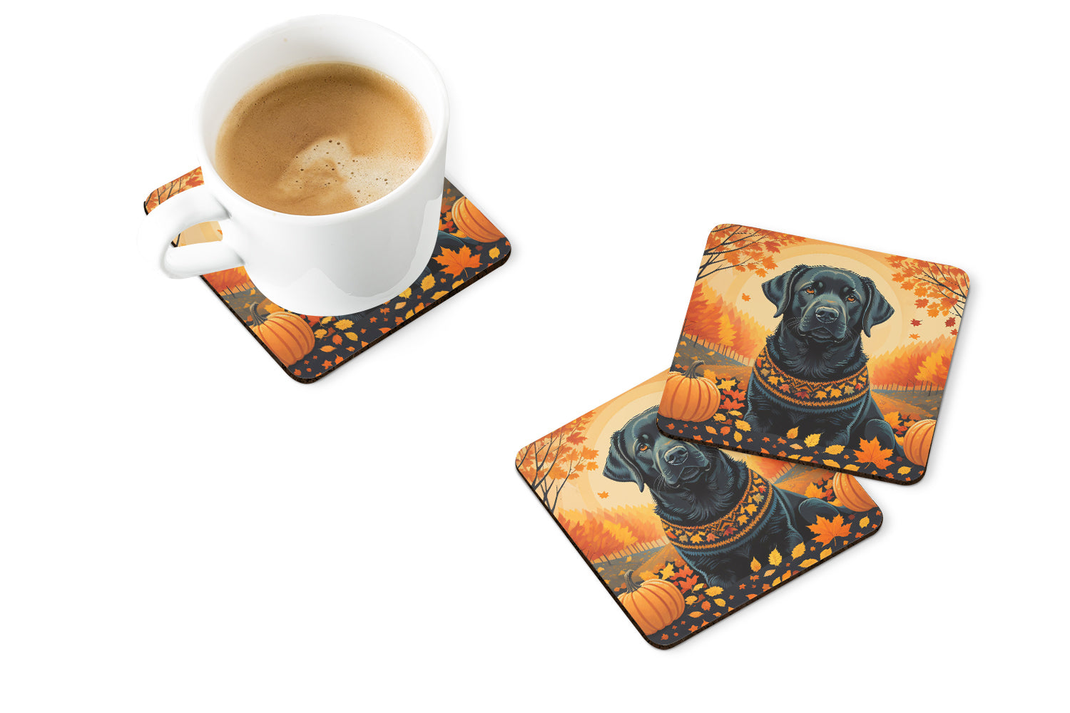 Buy this Black Labrador Retriever Fall Foam Coaster Set of 4