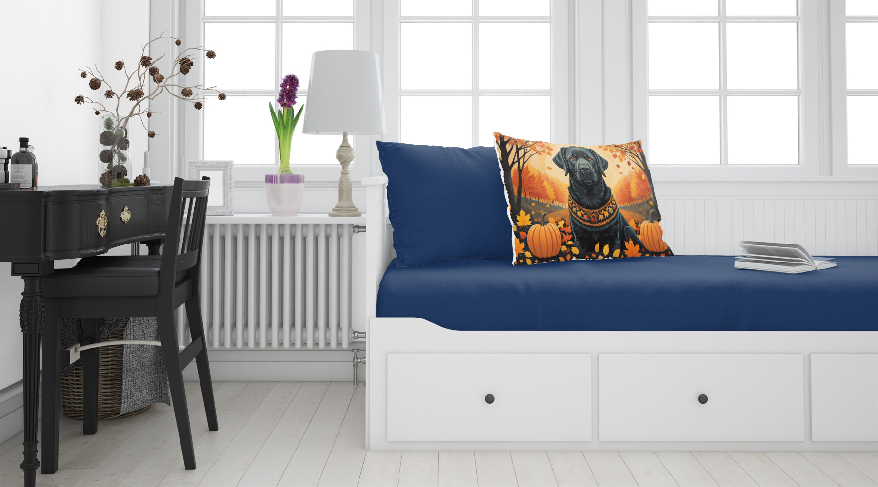 Black Labrador Retriever Fall Fabric Standard Pillowcase