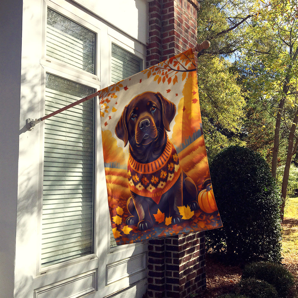 Chocolate Labrador Retriever Fall House Flag
