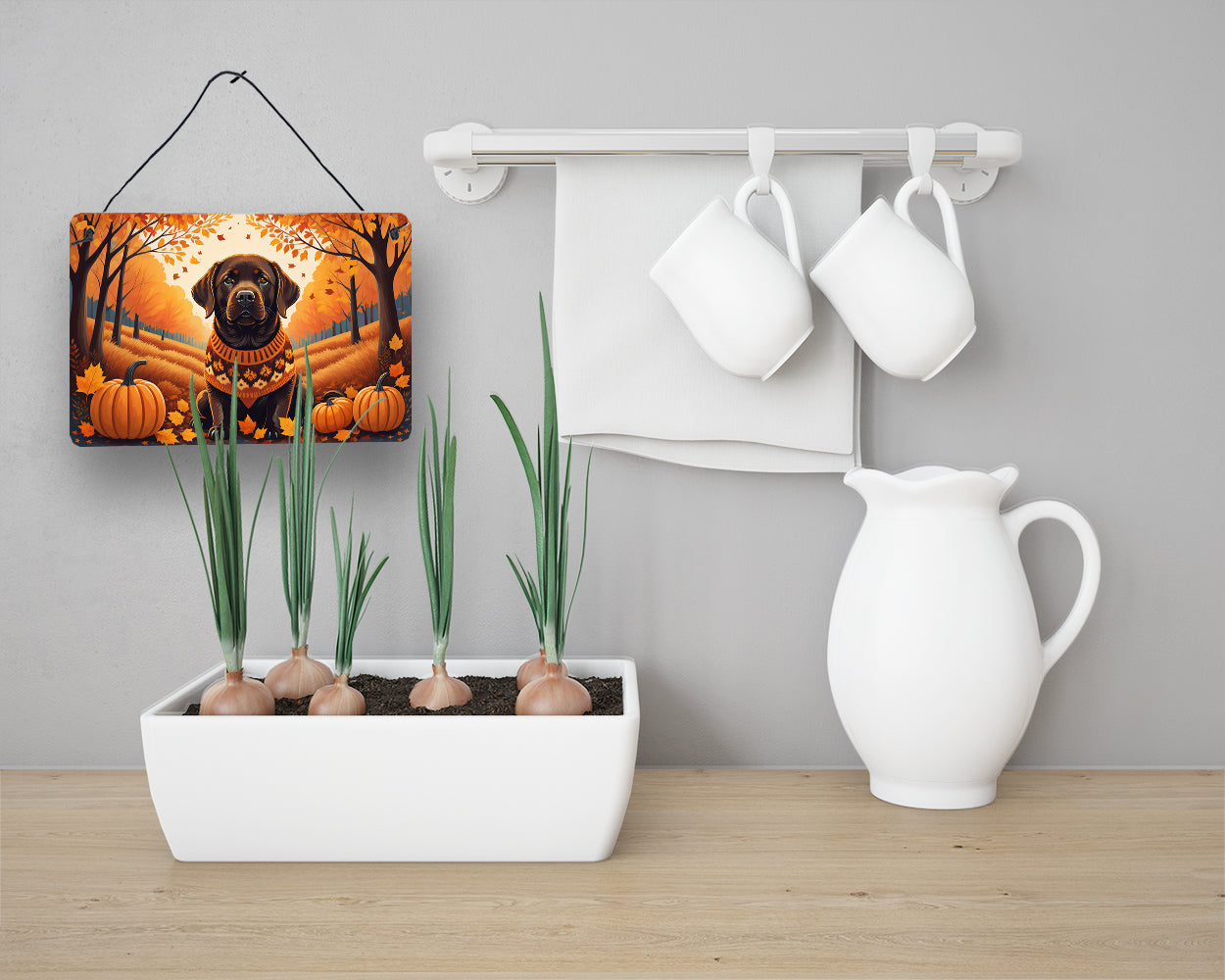 Chocolate Labrador Retriever Fall Wall or Door Hanging Prints