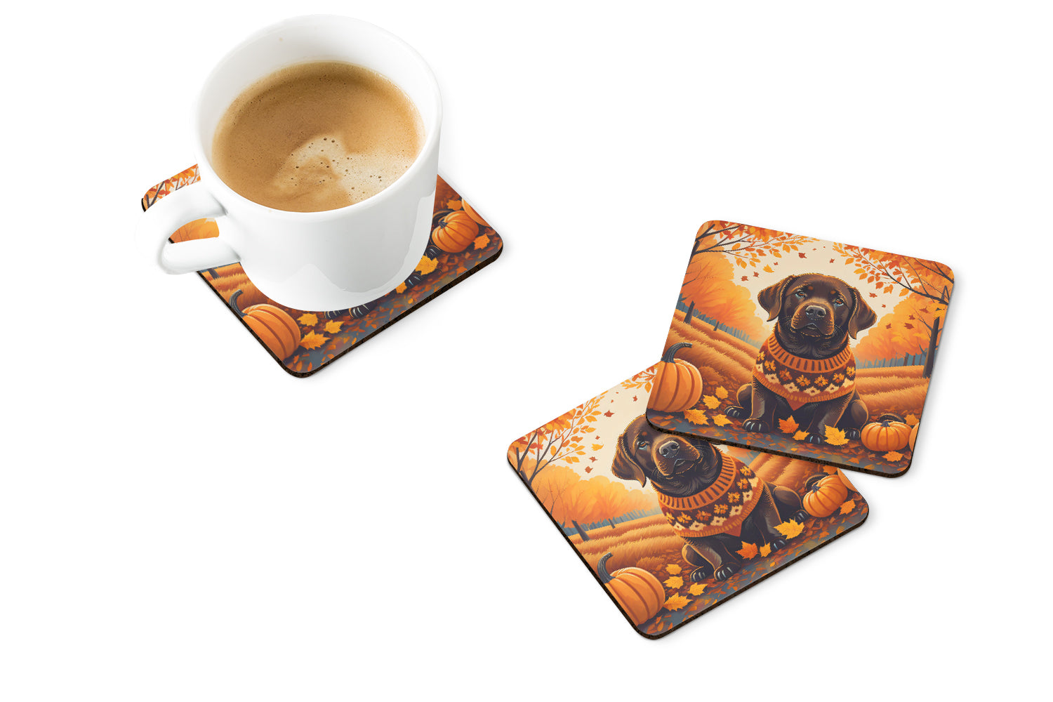 Buy this Chocolate Labrador Retriever Fall Foam Coaster Set of 4