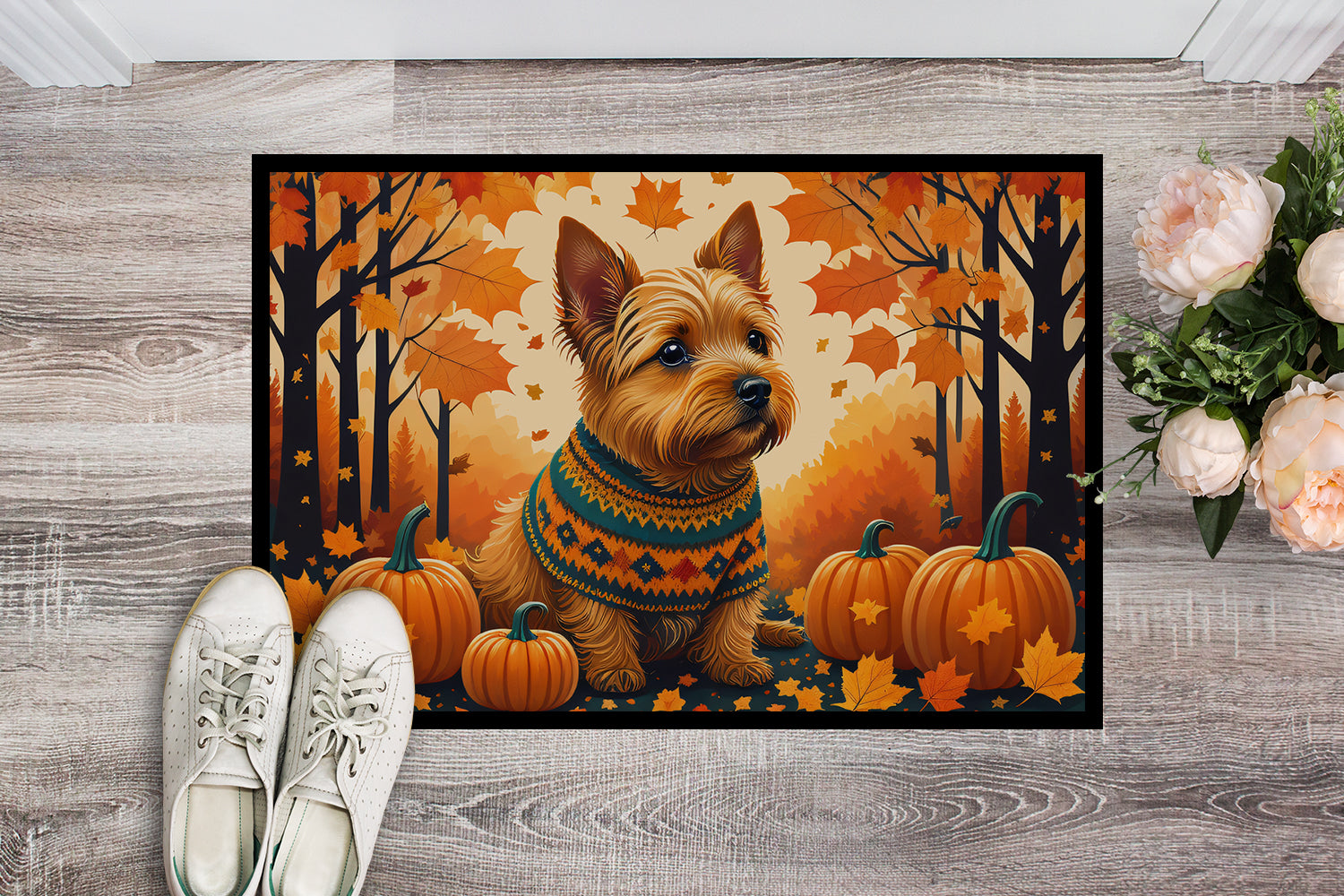 Norwich Terrier Fall Doormat 18x27
