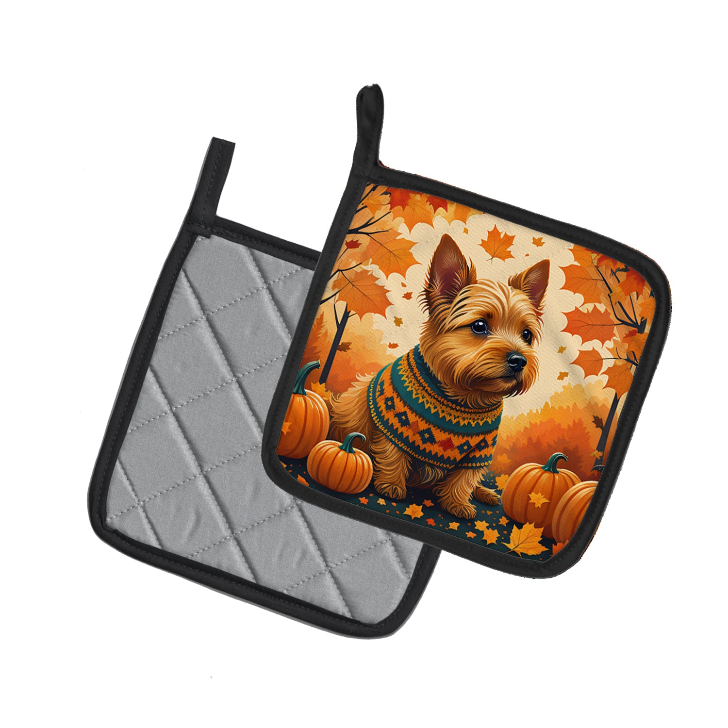 Norwich Terrier Fall Pair of Pot Holders