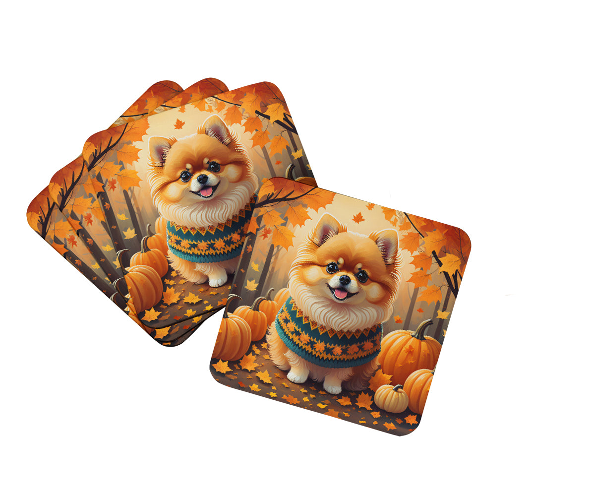 Buy this Pomeranian Fall Foam Coaster Set of 4