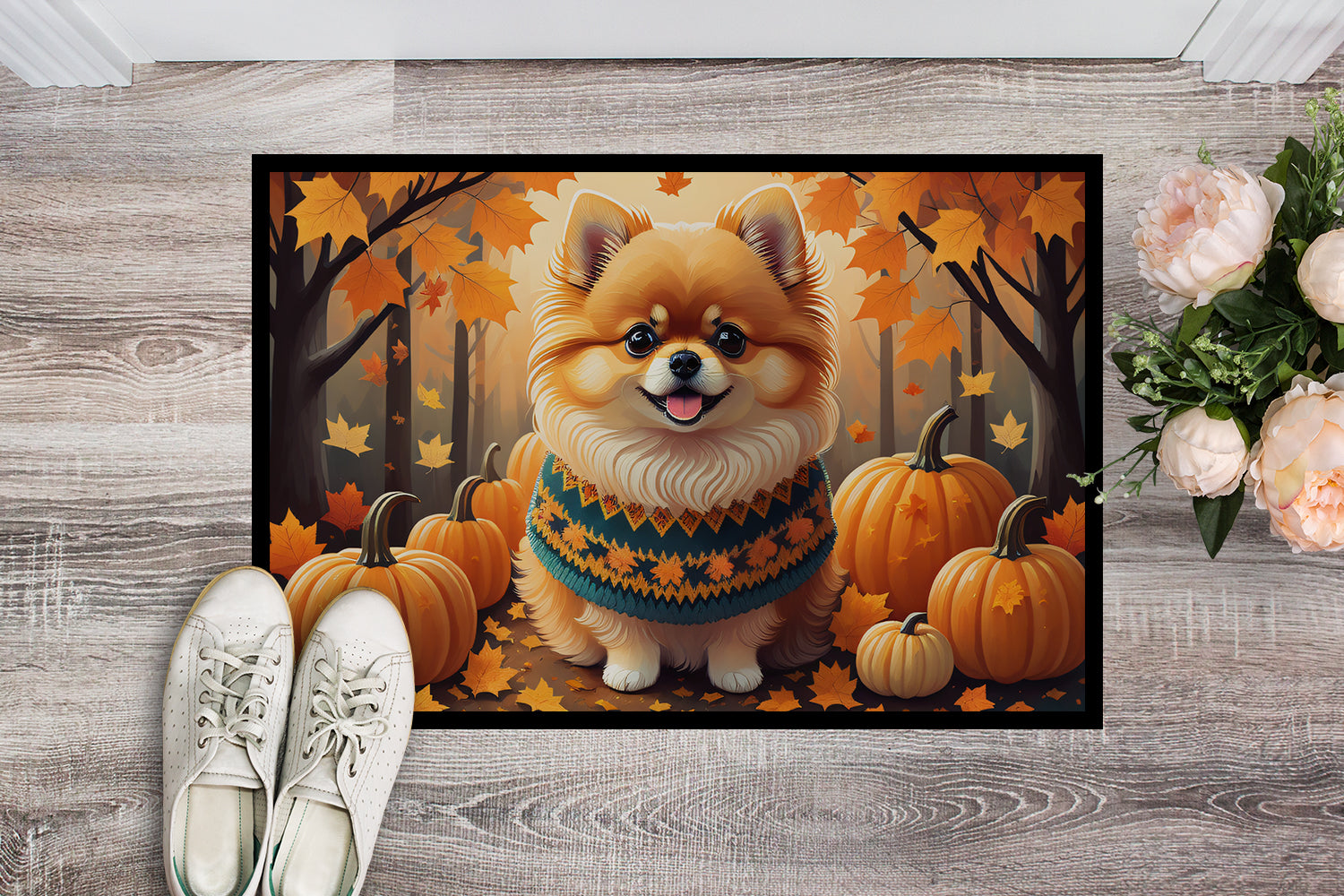 Buy this Pomeranian Fall Indoor or Outdoor Mat 24x36