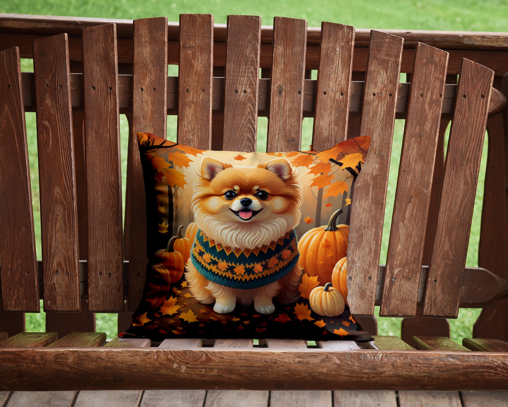 Buy this Pomeranian Fall Fabric Decorative Pillow