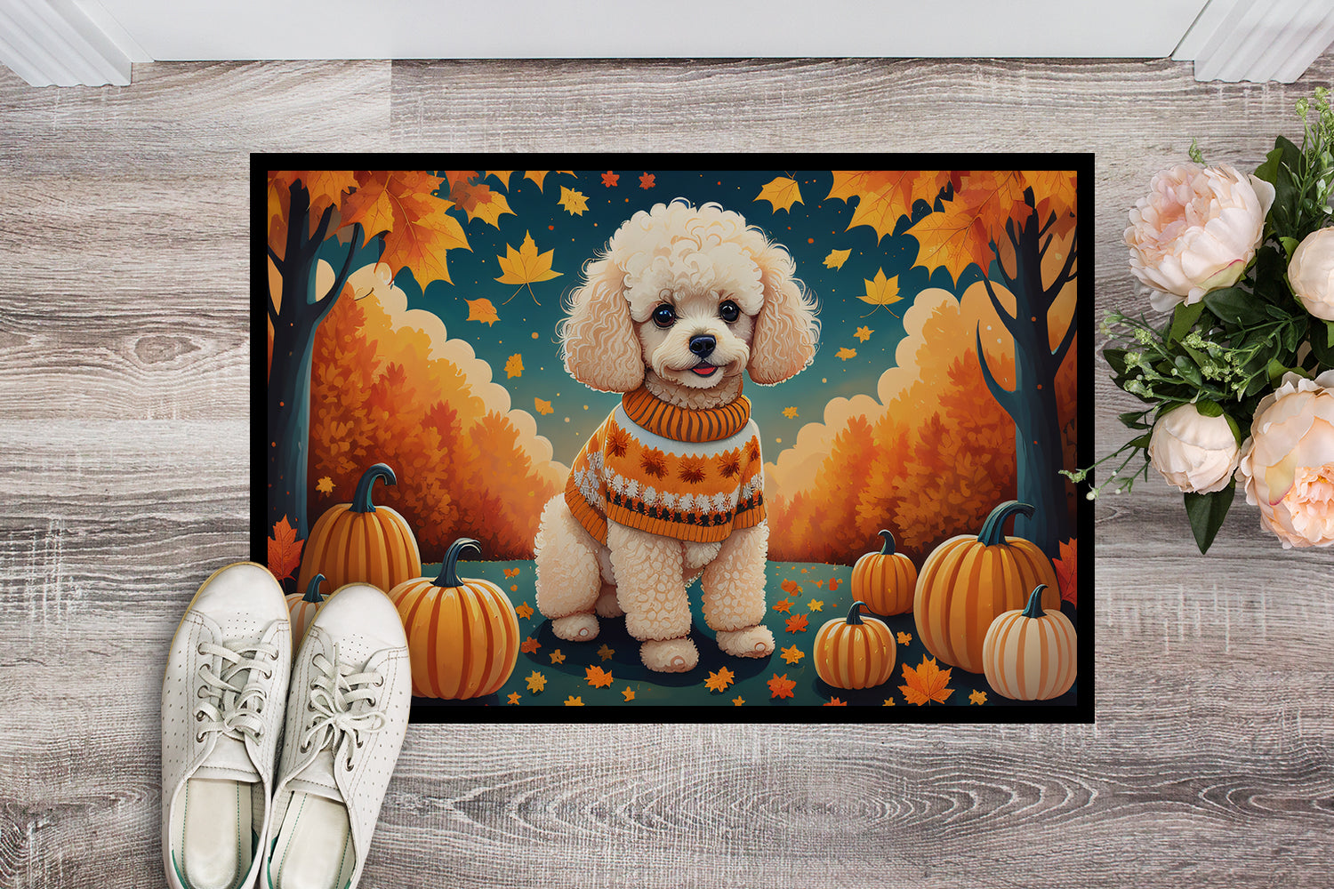 Poodle Fall Indoor or Outdoor Mat 24x36