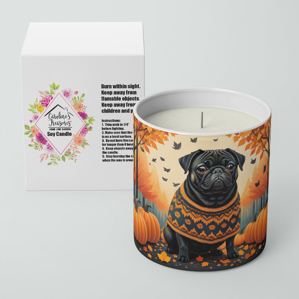 Black Pug Fall Decorative Soy Candle
