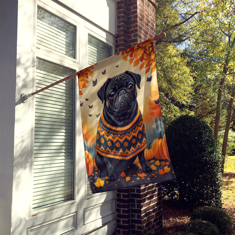 Buy this Black Pug Fall House Flag