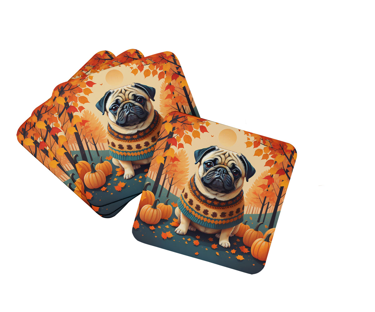Buy this Fawn Pug Fall Foam Coaster Set of 4