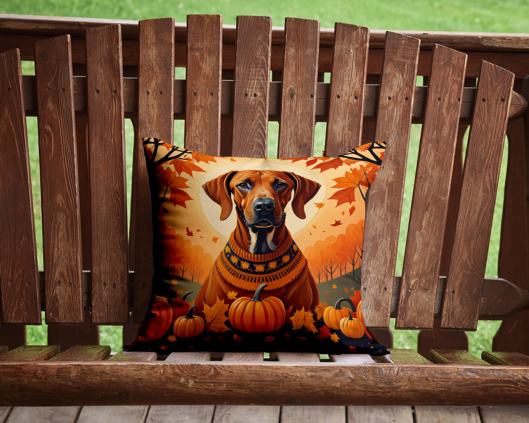 Buy this Rhodesian Ridgeback Fall Fabric Decorative Pillow