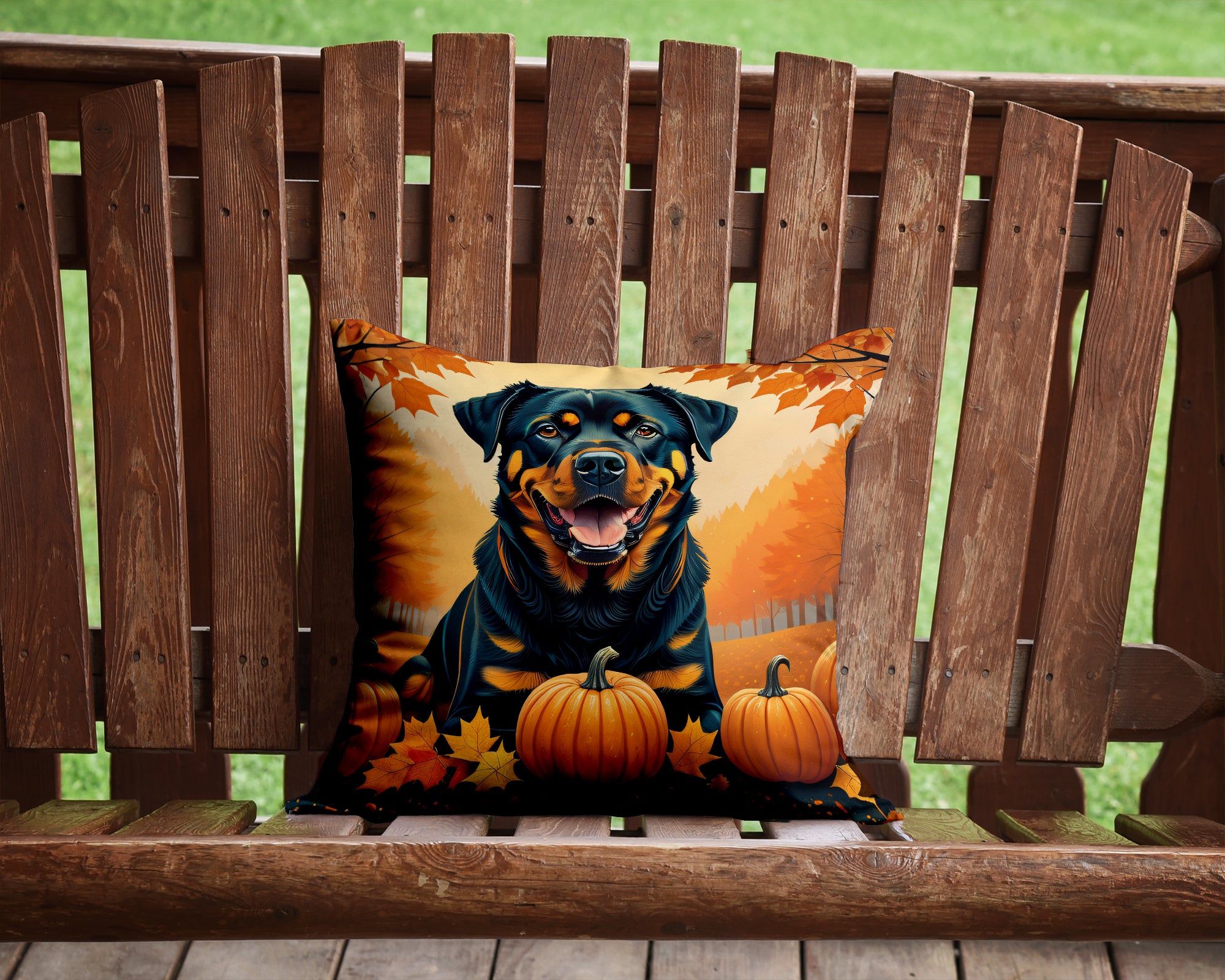 Buy this Rottweiler Fall Fabric Decorative Pillow