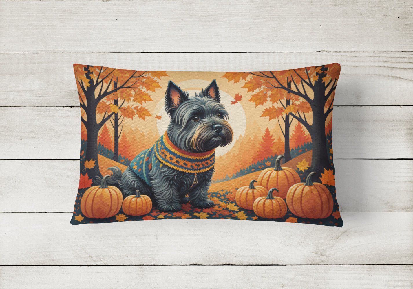Scottish Terrier Fall Fabric Decorative Pillow