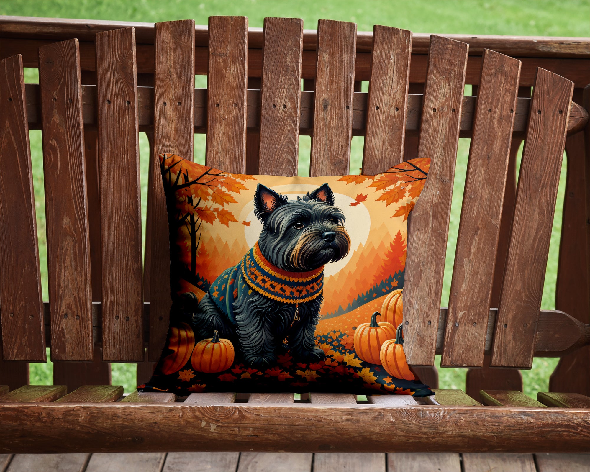 Buy this Scottish Terrier Fall Fabric Decorative Pillow