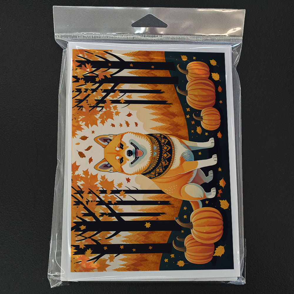 Shiba Inu Fall Greeting Cards and Envelopes Pack of 8