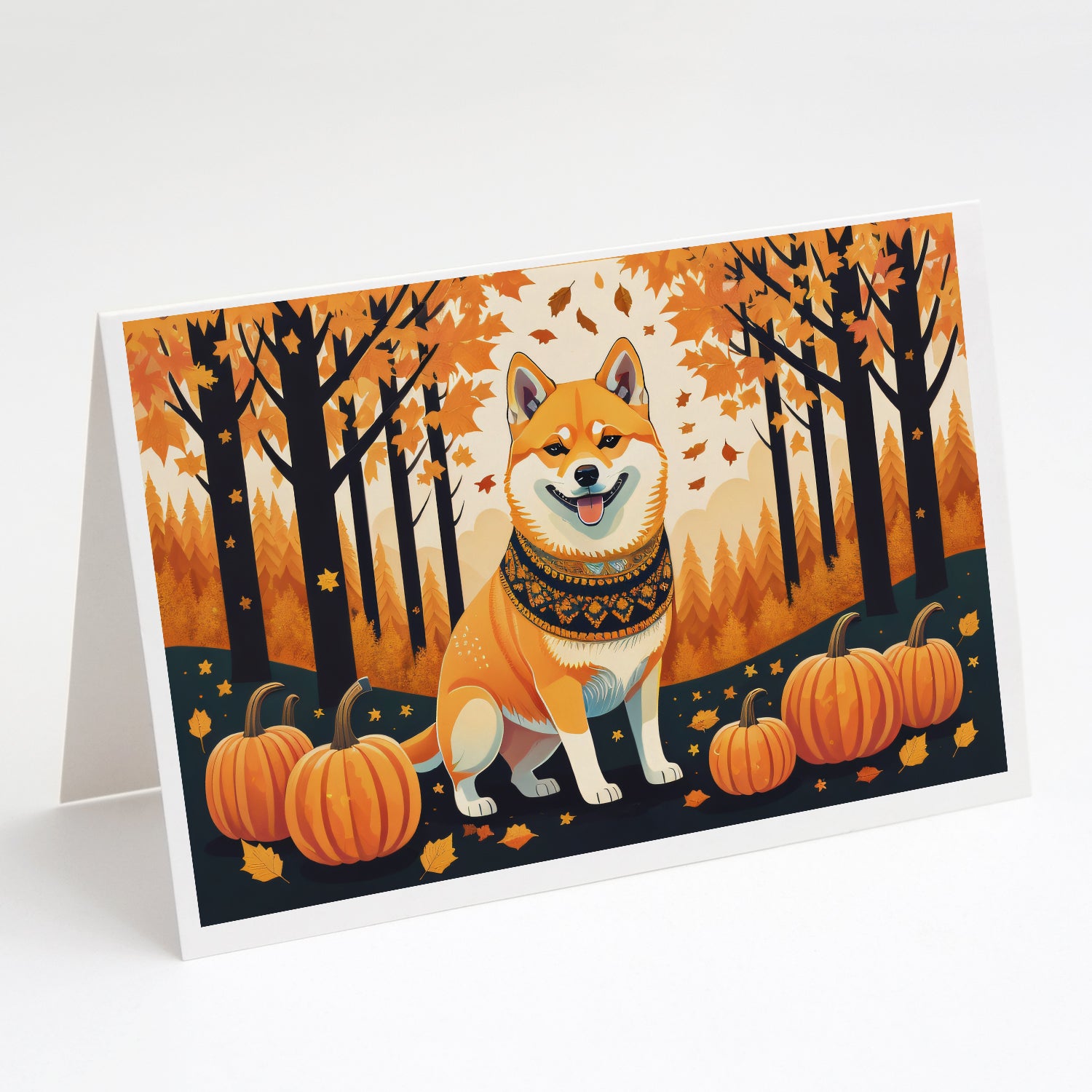 Buy this Shiba Inu Fall Greeting Cards and Envelopes Pack of 8