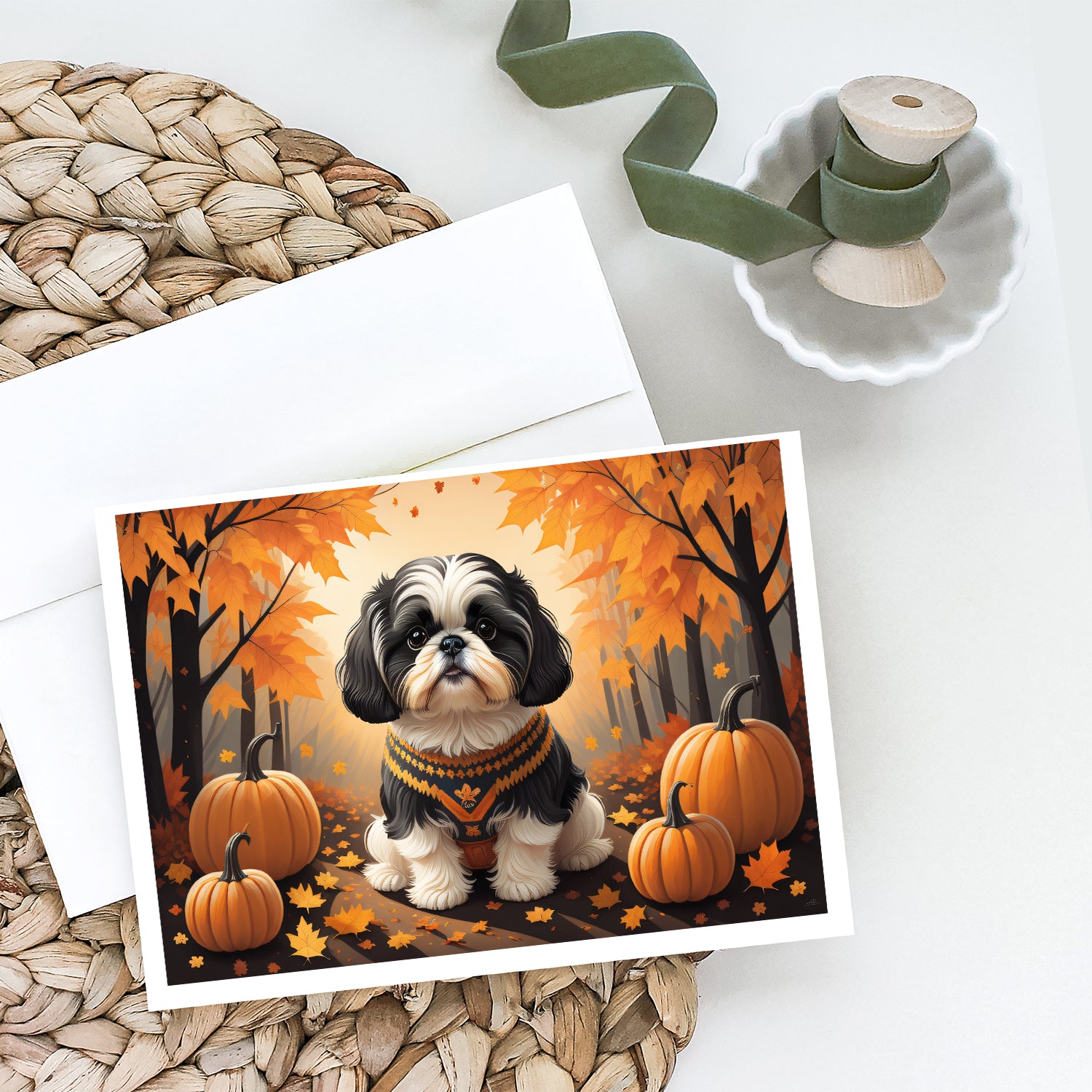 Buy this Shih Tzu Fall Greeting Cards and Envelopes Pack of 8