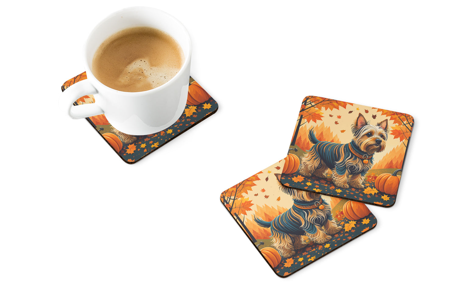 Buy this Silky Terrier Fall Foam Coaster Set of 4