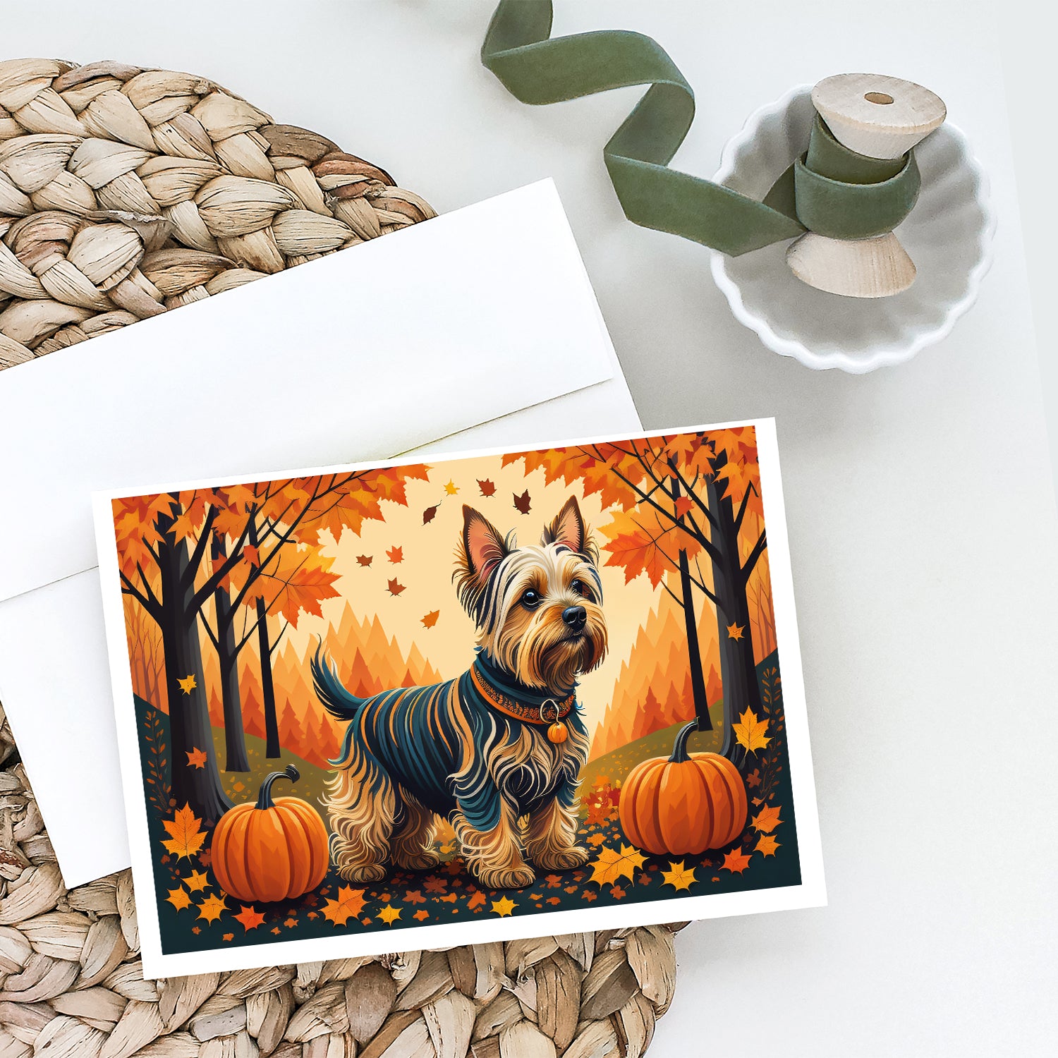 Buy this Silky Terrier Fall Greeting Cards and Envelopes Pack of 8