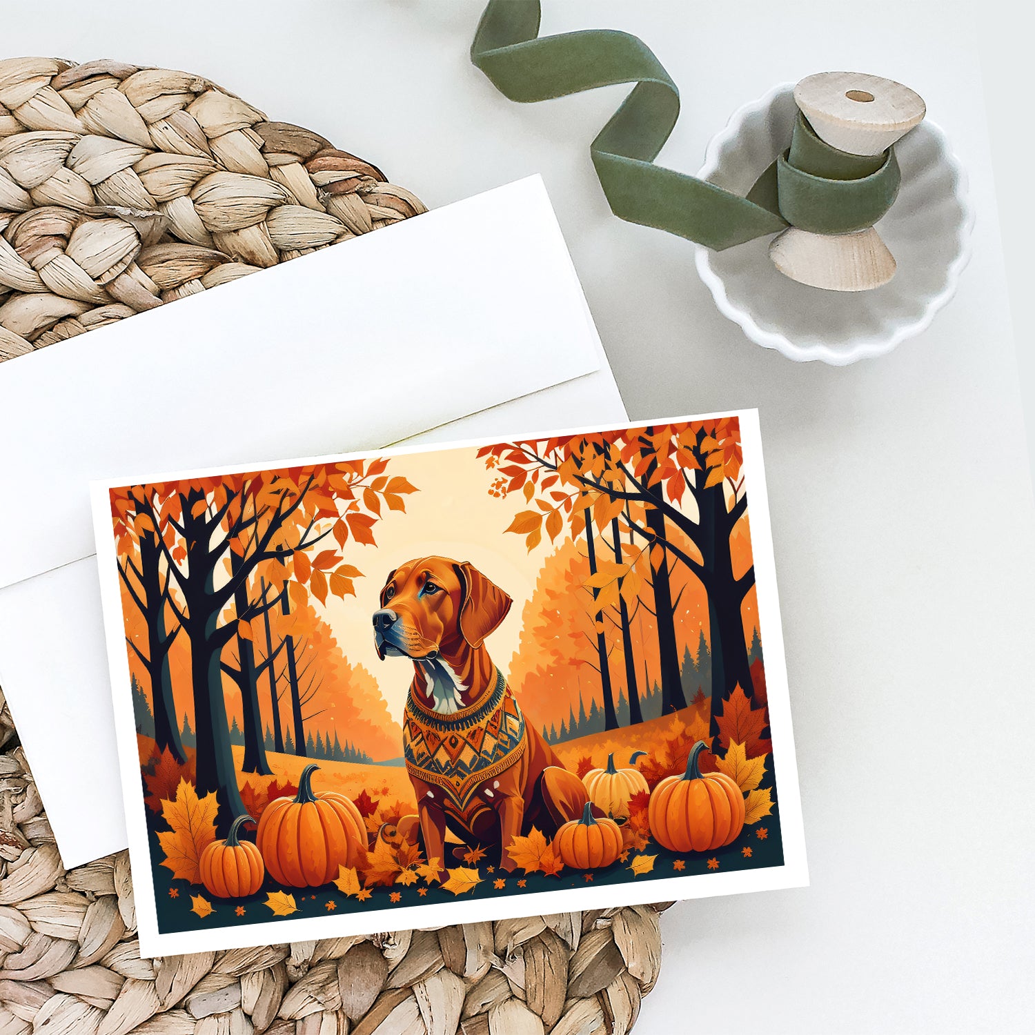 Vizsla Fall Greeting Cards and Envelopes Pack of 8