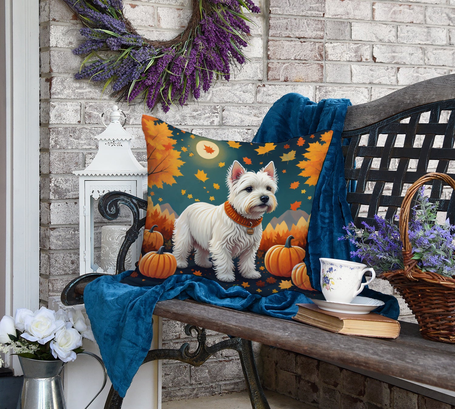 Buy this Westie Fall Fabric Decorative Pillow