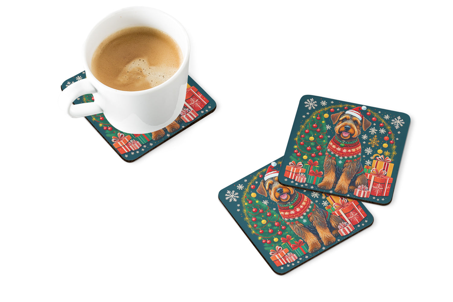 Buy this Airedale Terrier Christmas Foam Coasters