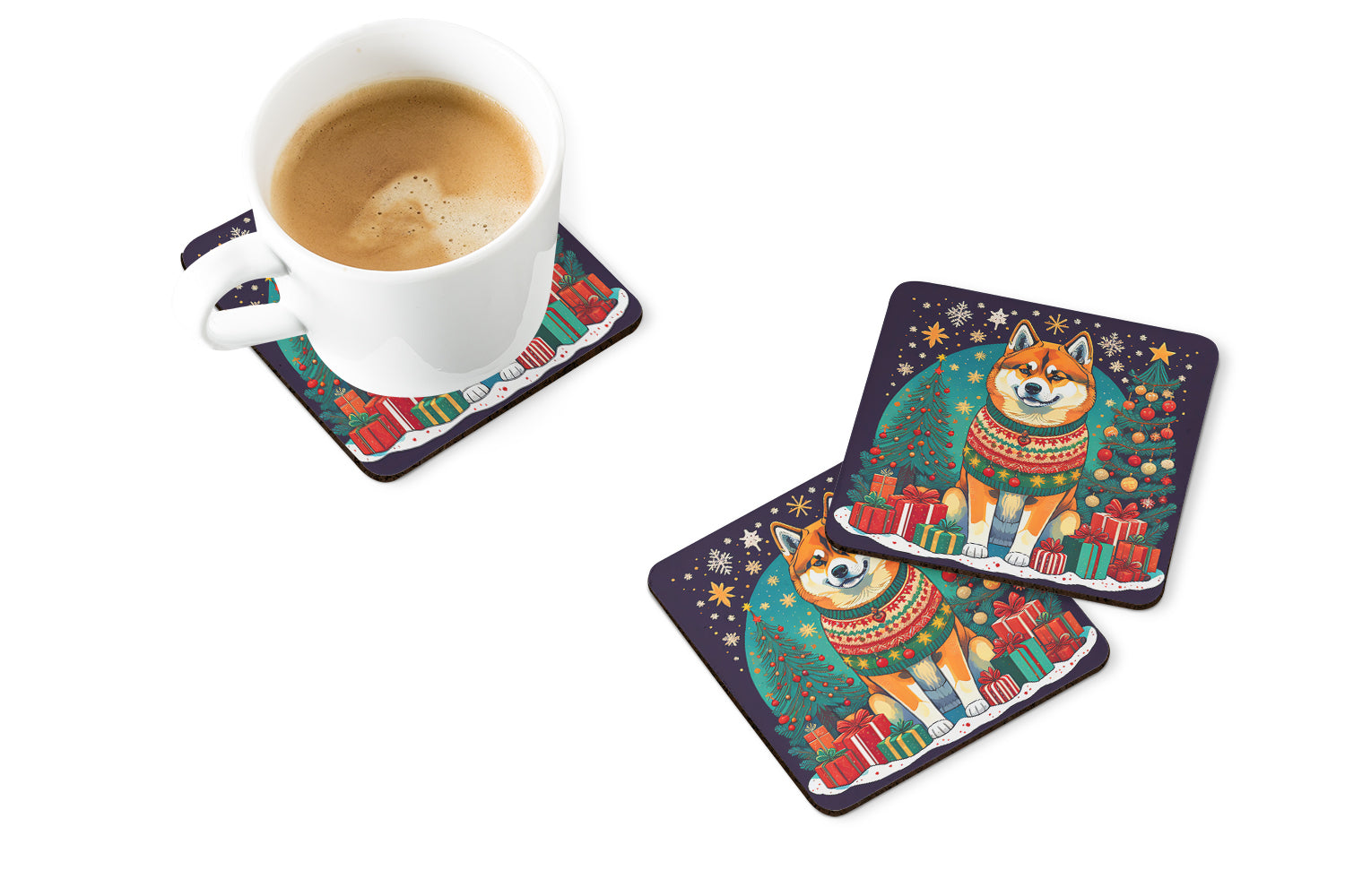 Buy this Akita Christmas Foam Coasters