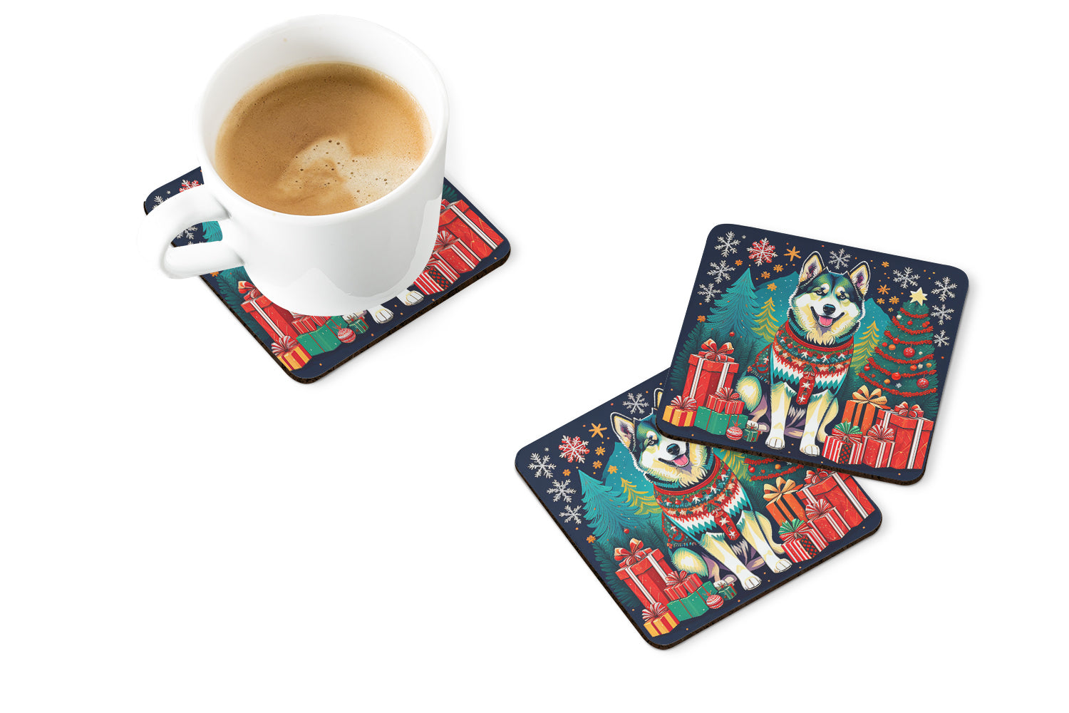Buy this Alaskan Malamute Christmas Foam Coasters