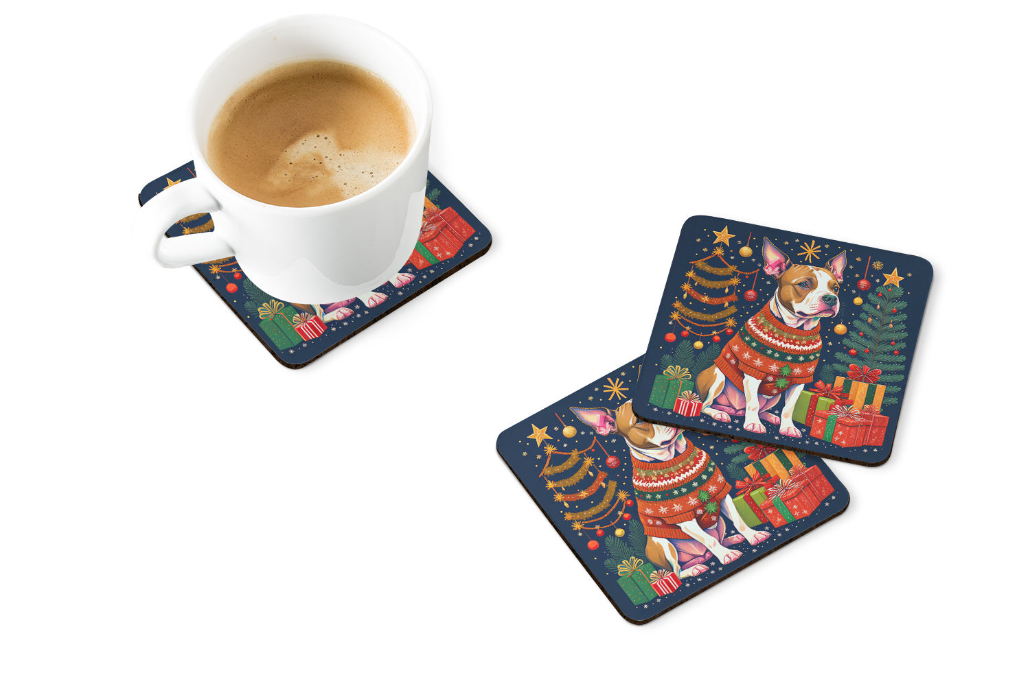 Buy this Pit Bull Terrier Christmas Foam Coasters