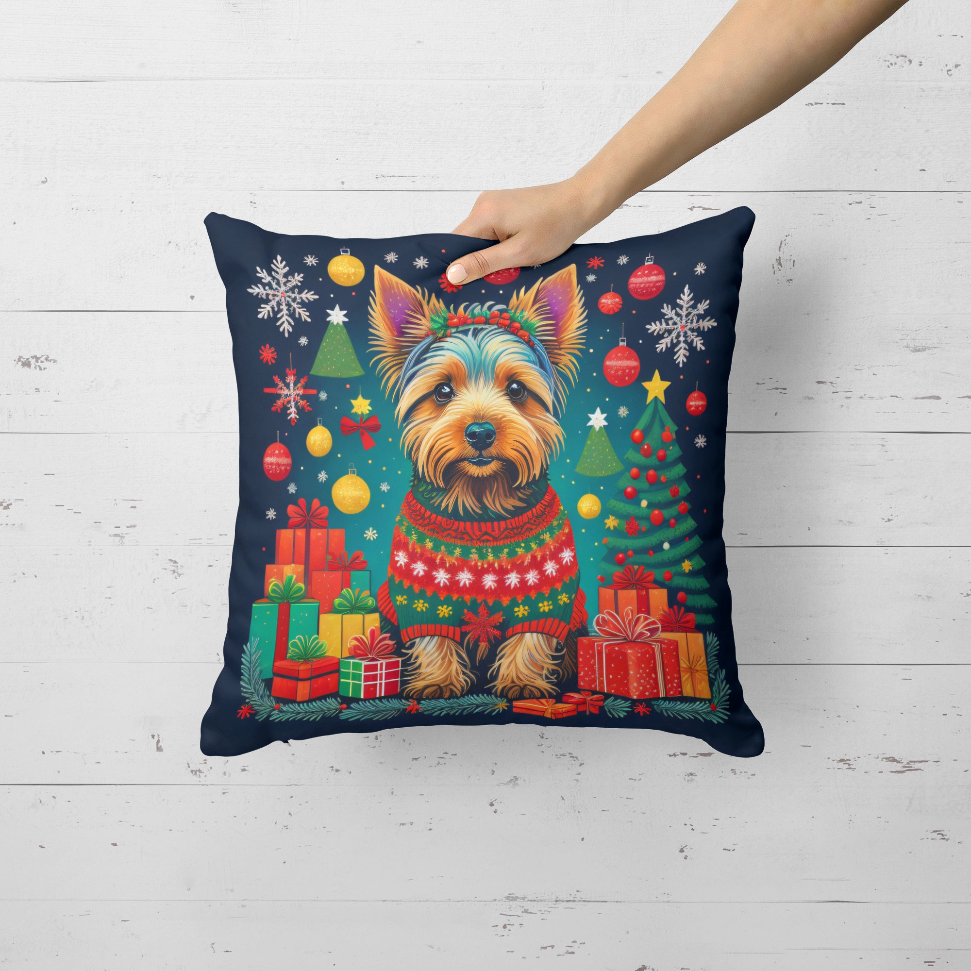Buy this Australian Terrier Christmas Fabric Decorative Pillow