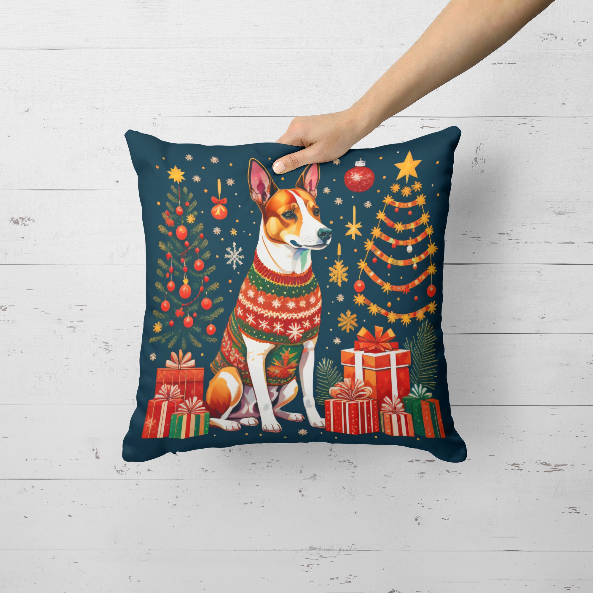 Buy this Basenji Christmas Fabric Decorative Pillow