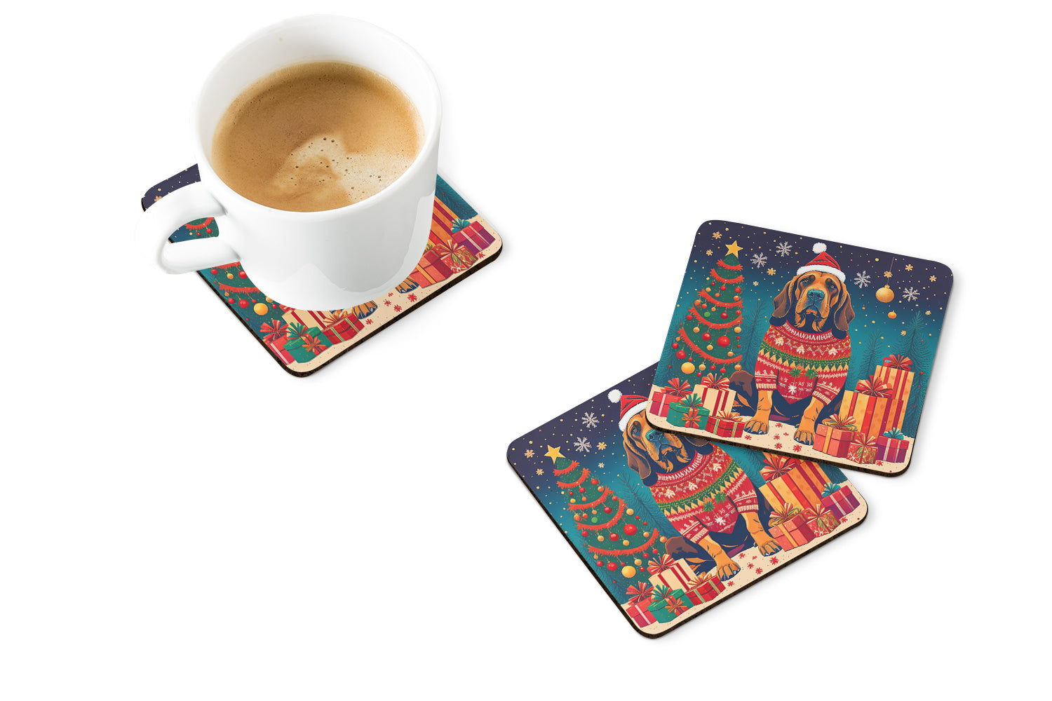Buy this Bloodhound Christmas Foam Coasters