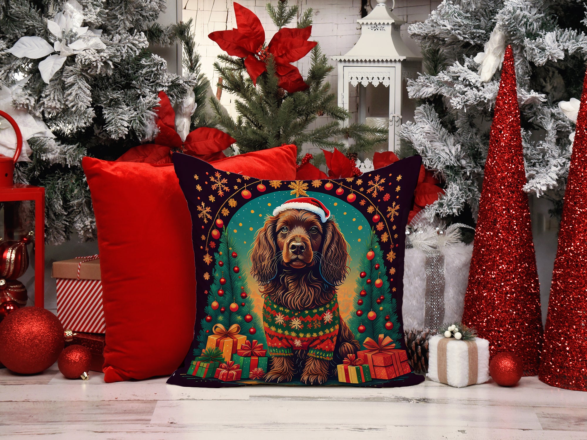 Buy this Boykin Spaniel Christmas Fabric Decorative Pillow