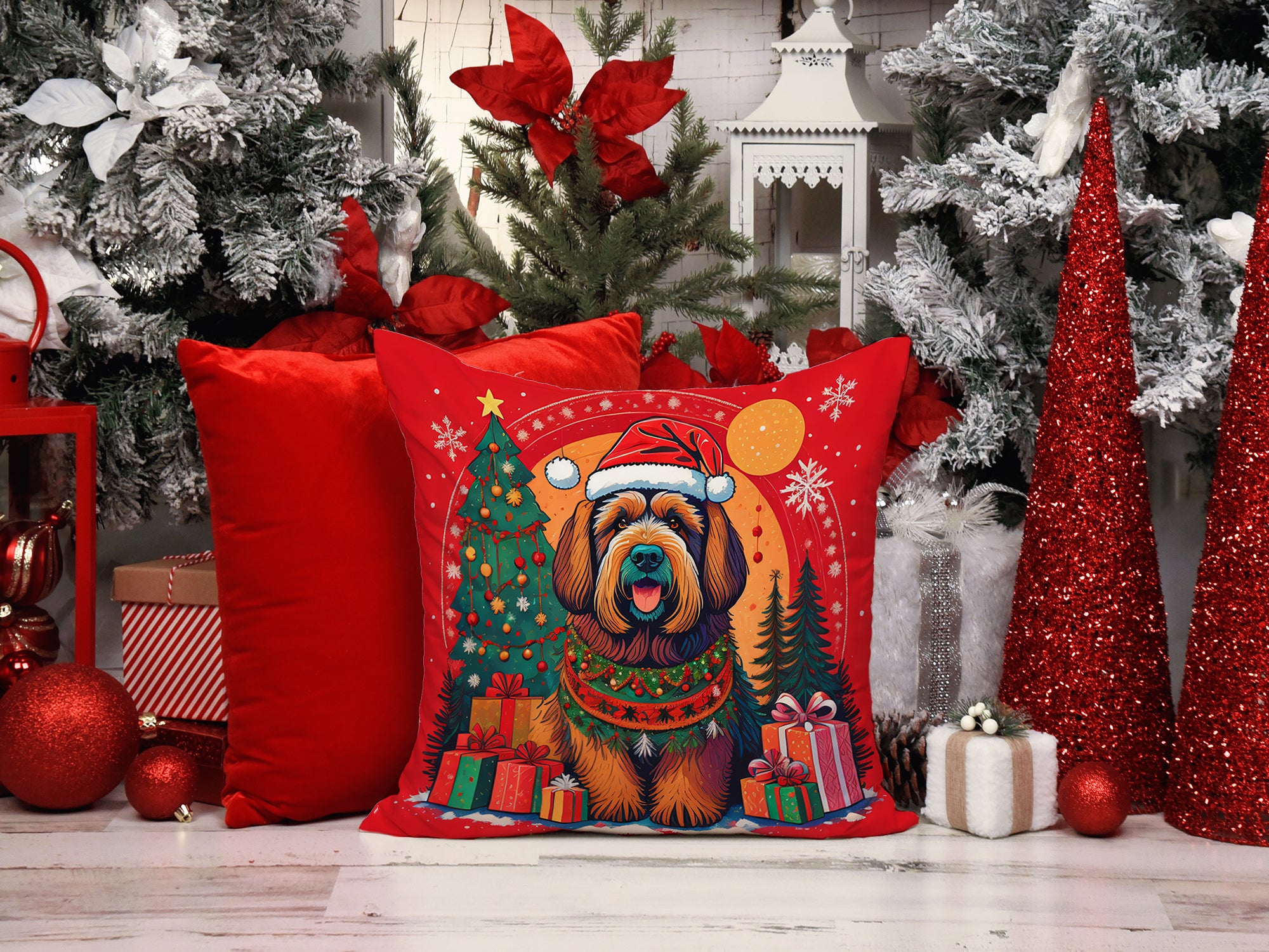 Buy this Briard Christmas Fabric Decorative Pillow