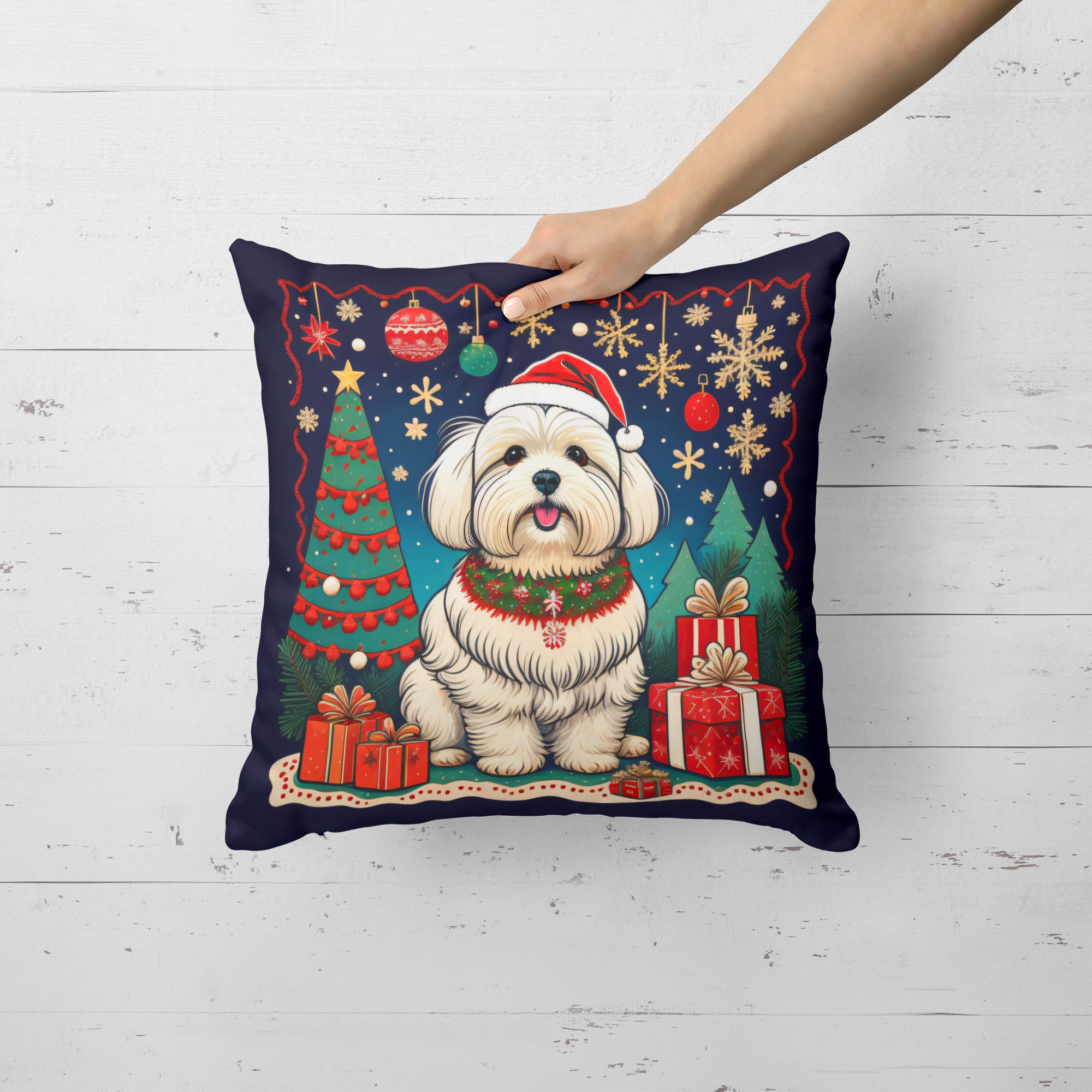 Buy this Coton De Tulear Christmas Fabric Decorative Pillow