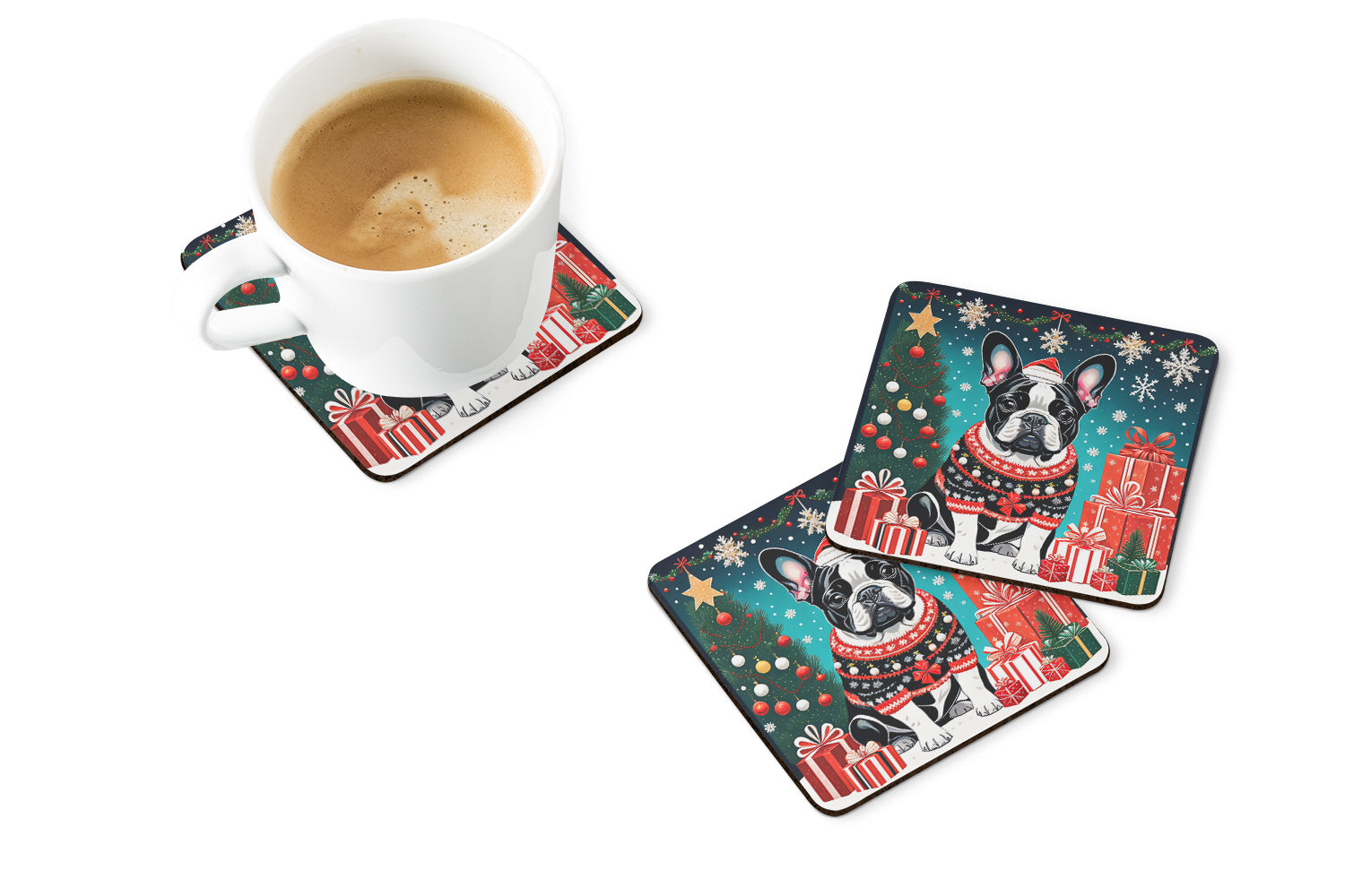 Buy this French Bulldog Christmas Foam Coasters