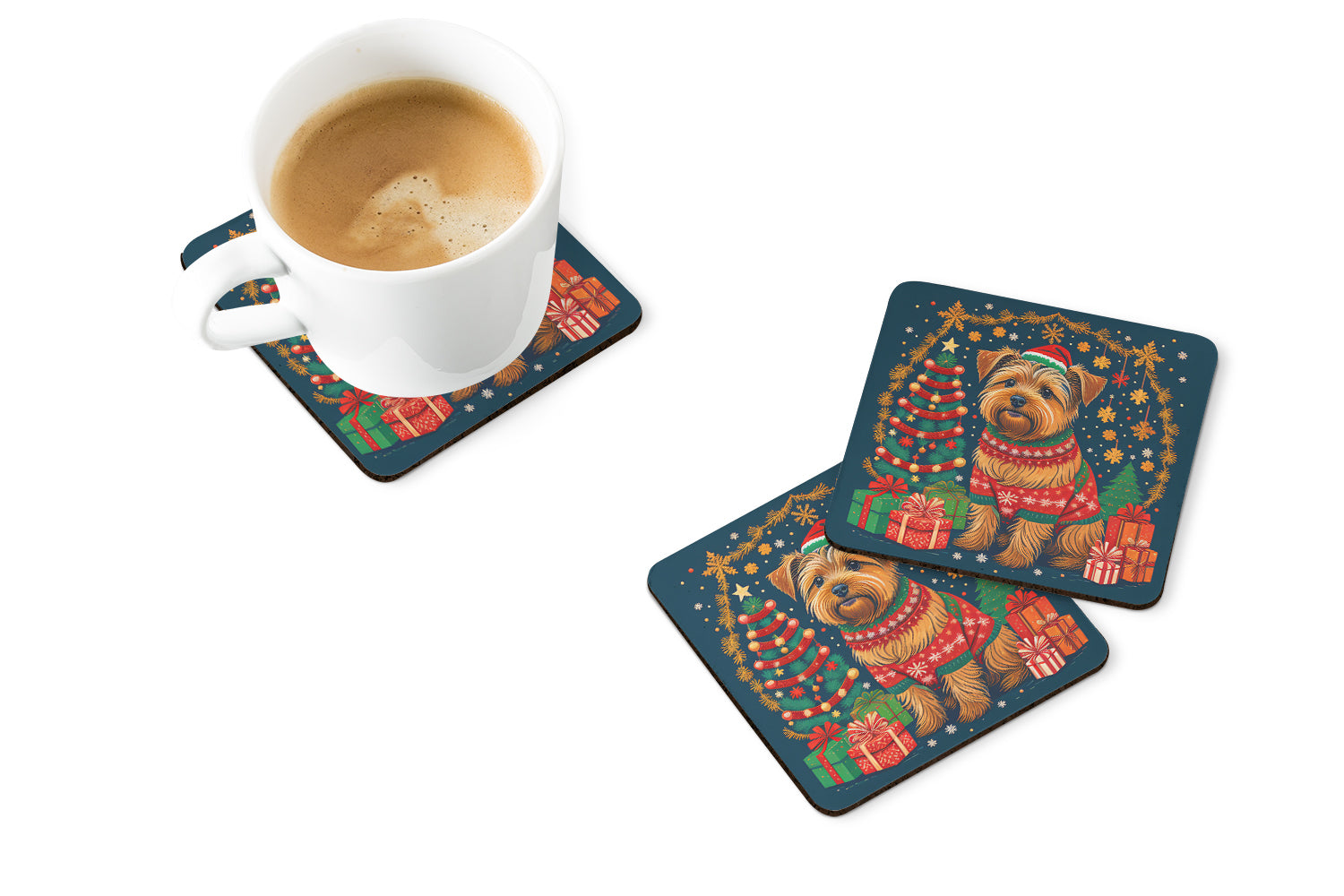 Buy this Norfolk Terrier Christmas Foam Coasters