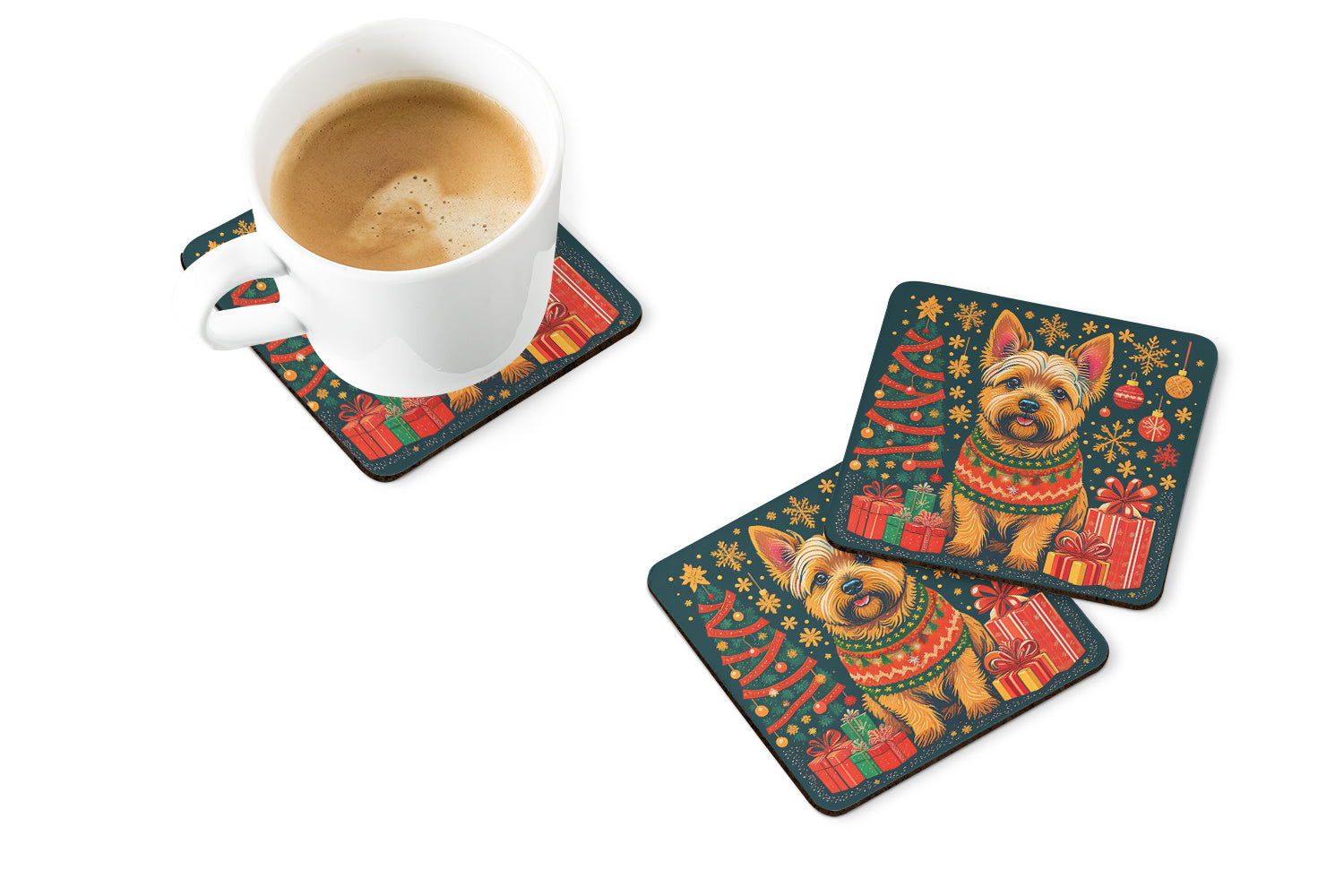 Buy this Norwich Terrier Christmas Foam Coasters