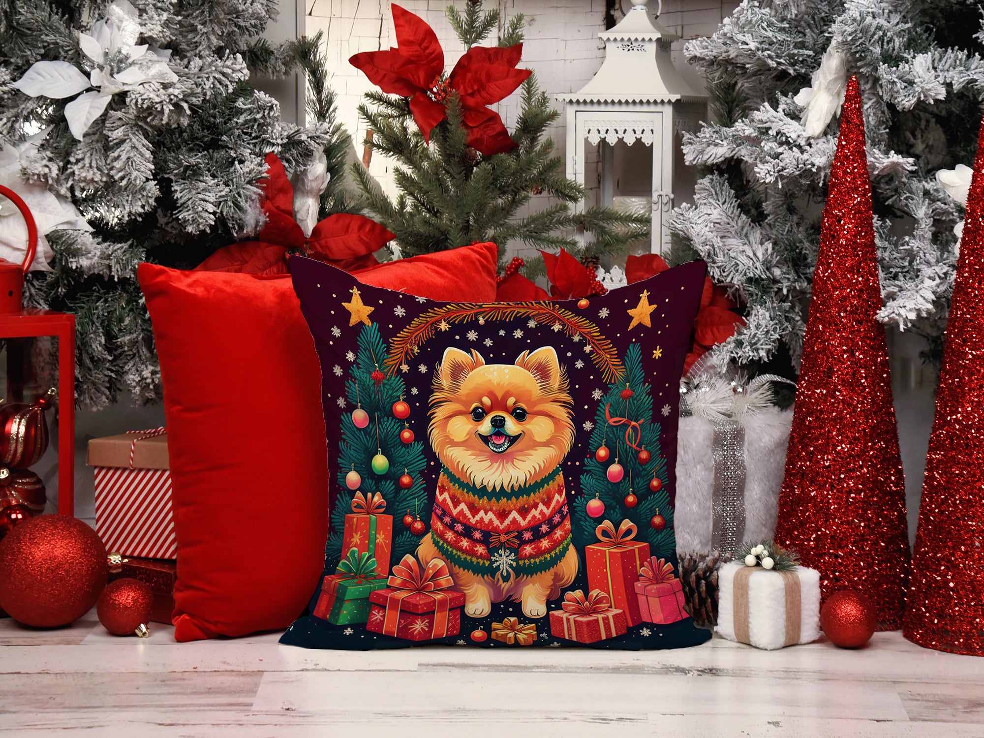 Buy this Pomeranian Christmas Fabric Decorative Pillow