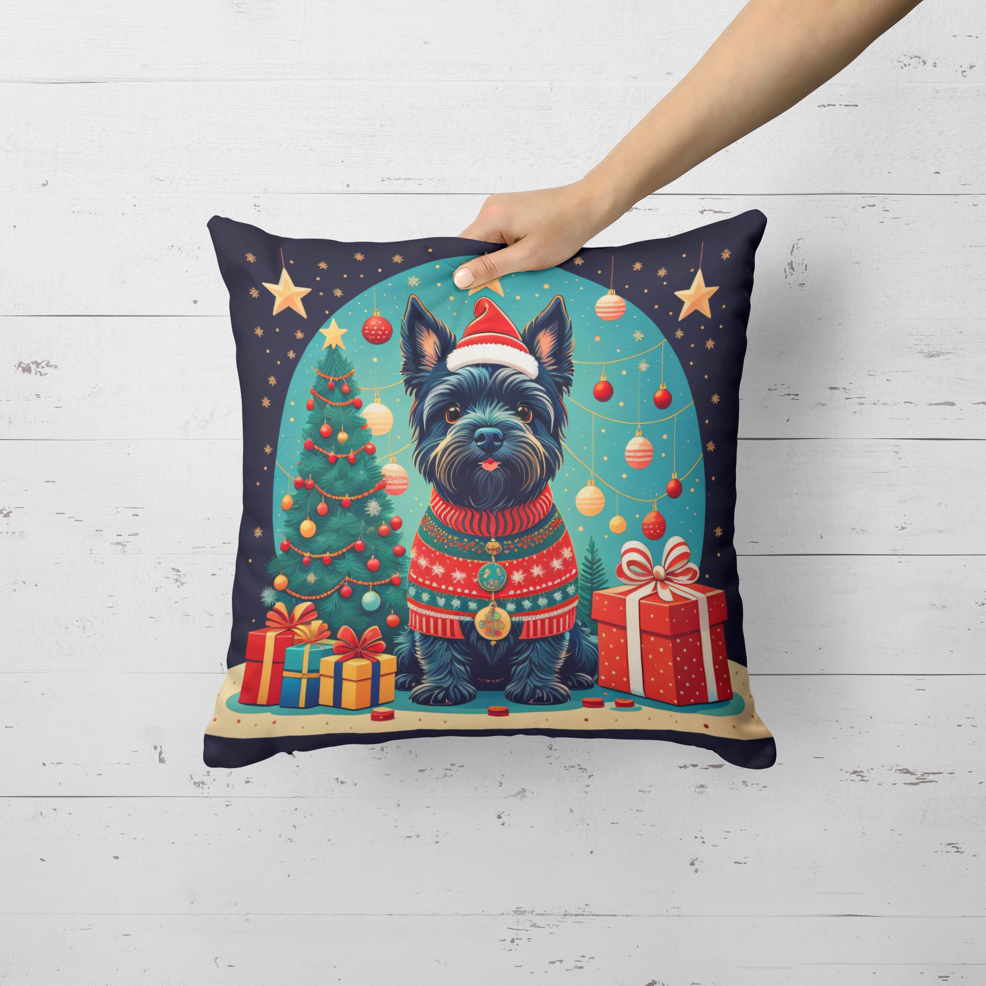Buy this Scottish Terrier Christmas Fabric Decorative Pillow