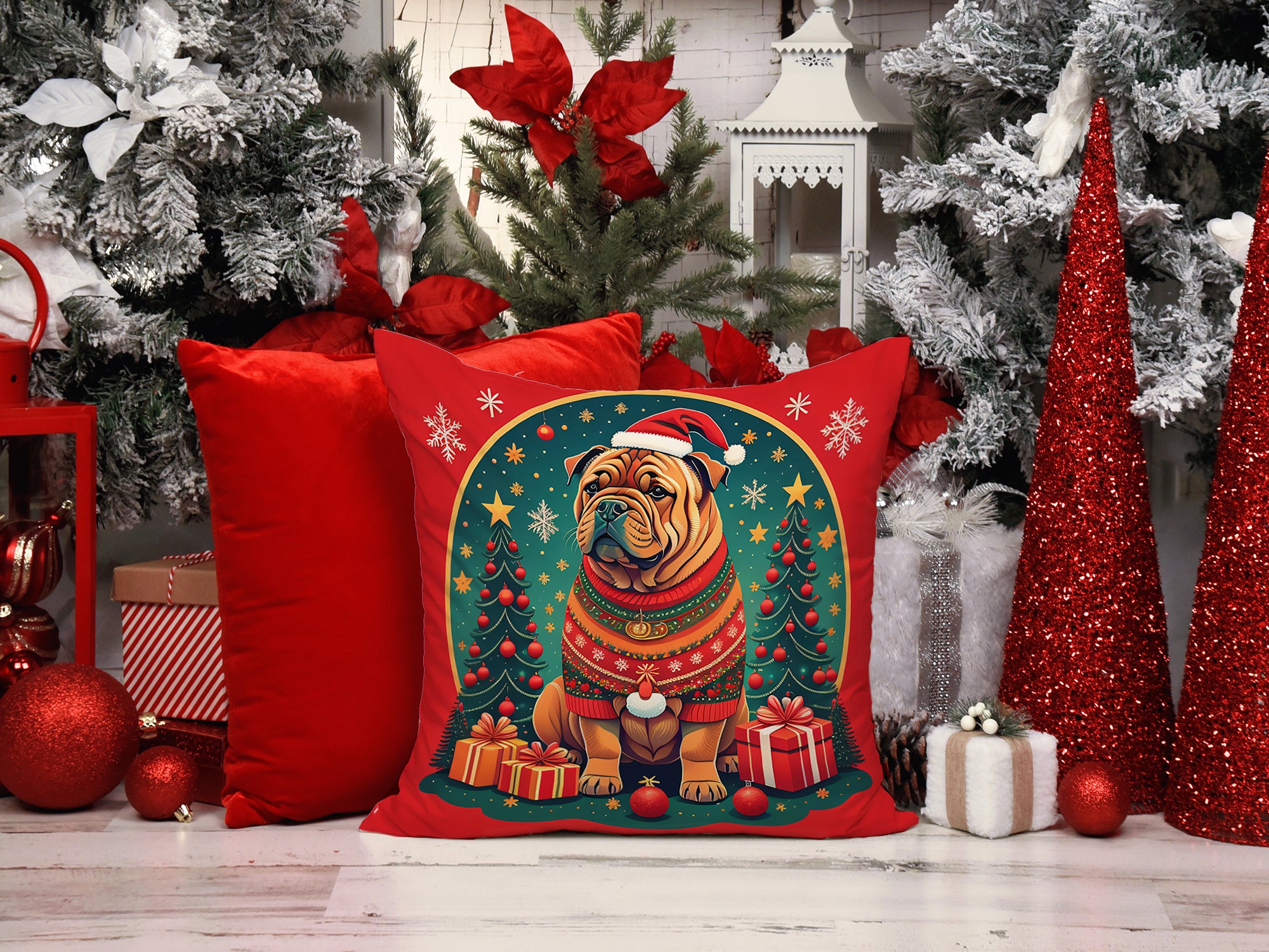 Buy this Shar Pei Christmas Fabric Decorative Pillow